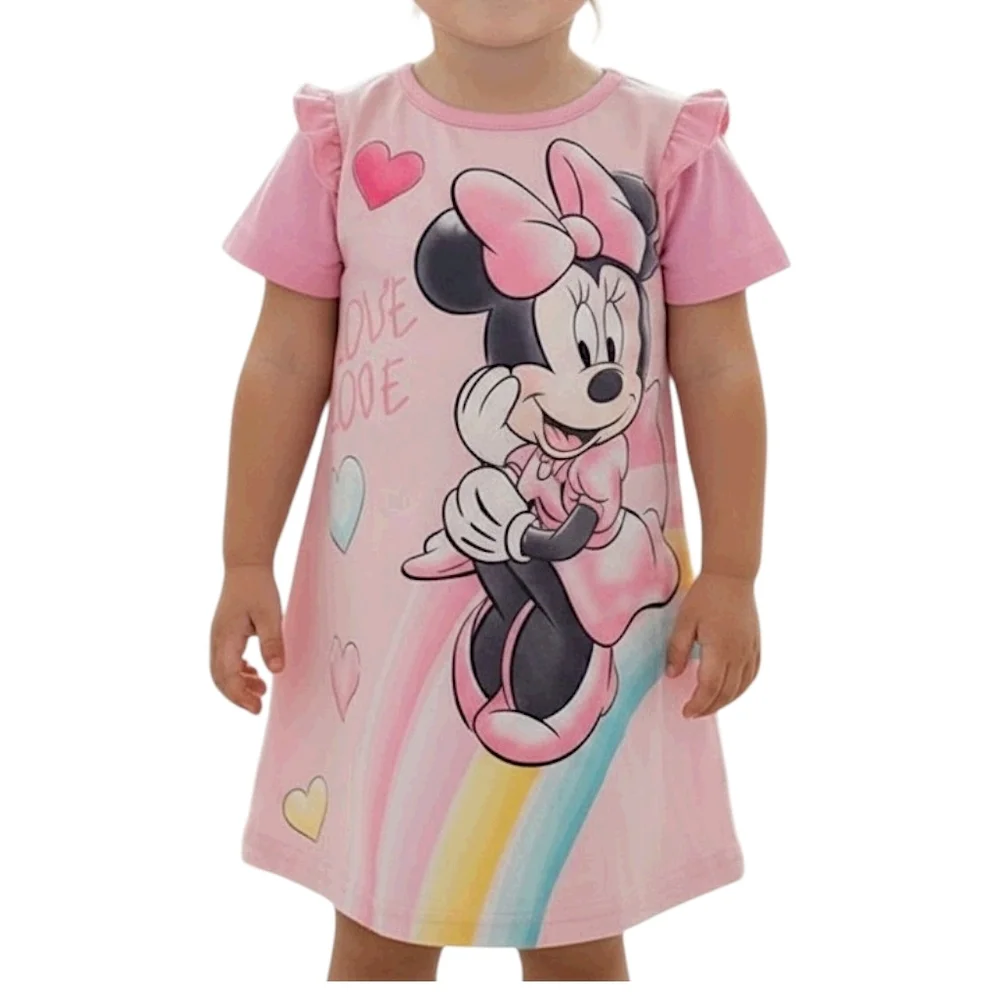 Disney Minnie Mouse Pink and Rainbow Kids Nightgown - Picture 1 of 4